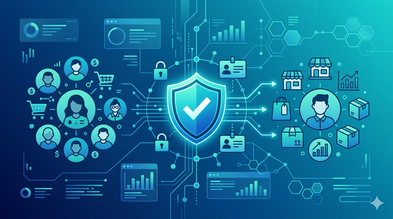 Online marketplace interface showing age verification checkpoint for buyers and sellers of age-restricted products