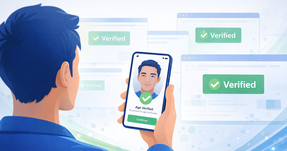 Xident age verification platform showing the Verify Once user flow
